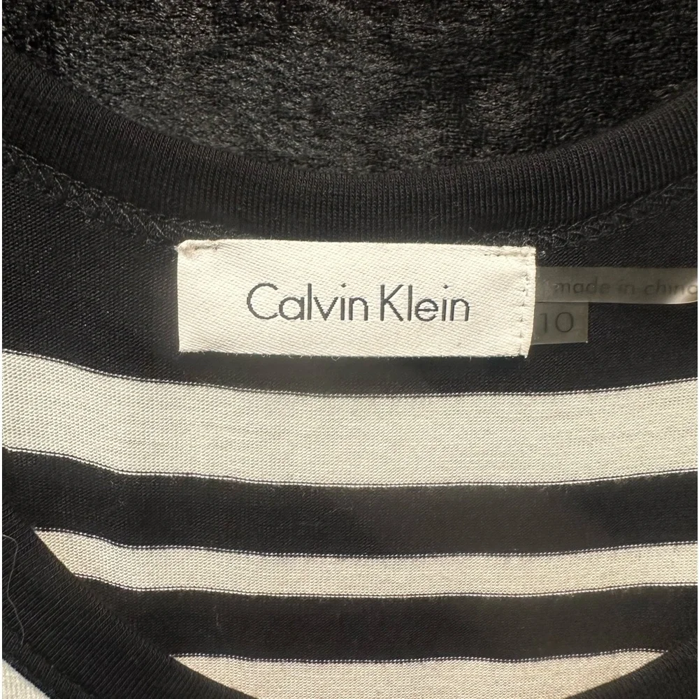 Calvin Klein Black & White Striped Fit & Flare Maxi Dress Size 10 - Picture 4 of 4